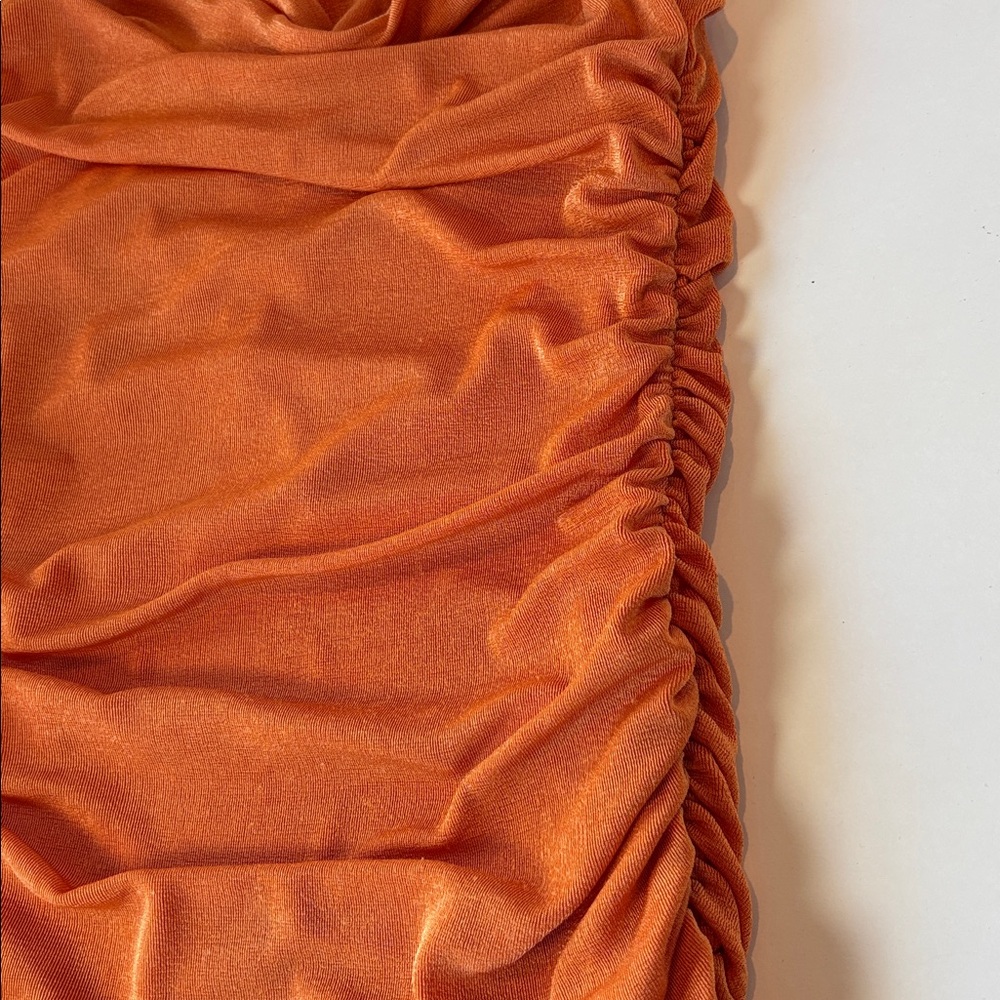 Hello Molly Orange Ruched Halter Top Mini Dress Size Small (US 4) - Picture 7 of 8